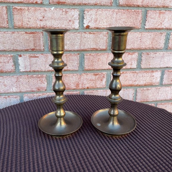 Vintage Solid Brass Candleholders Set of 2